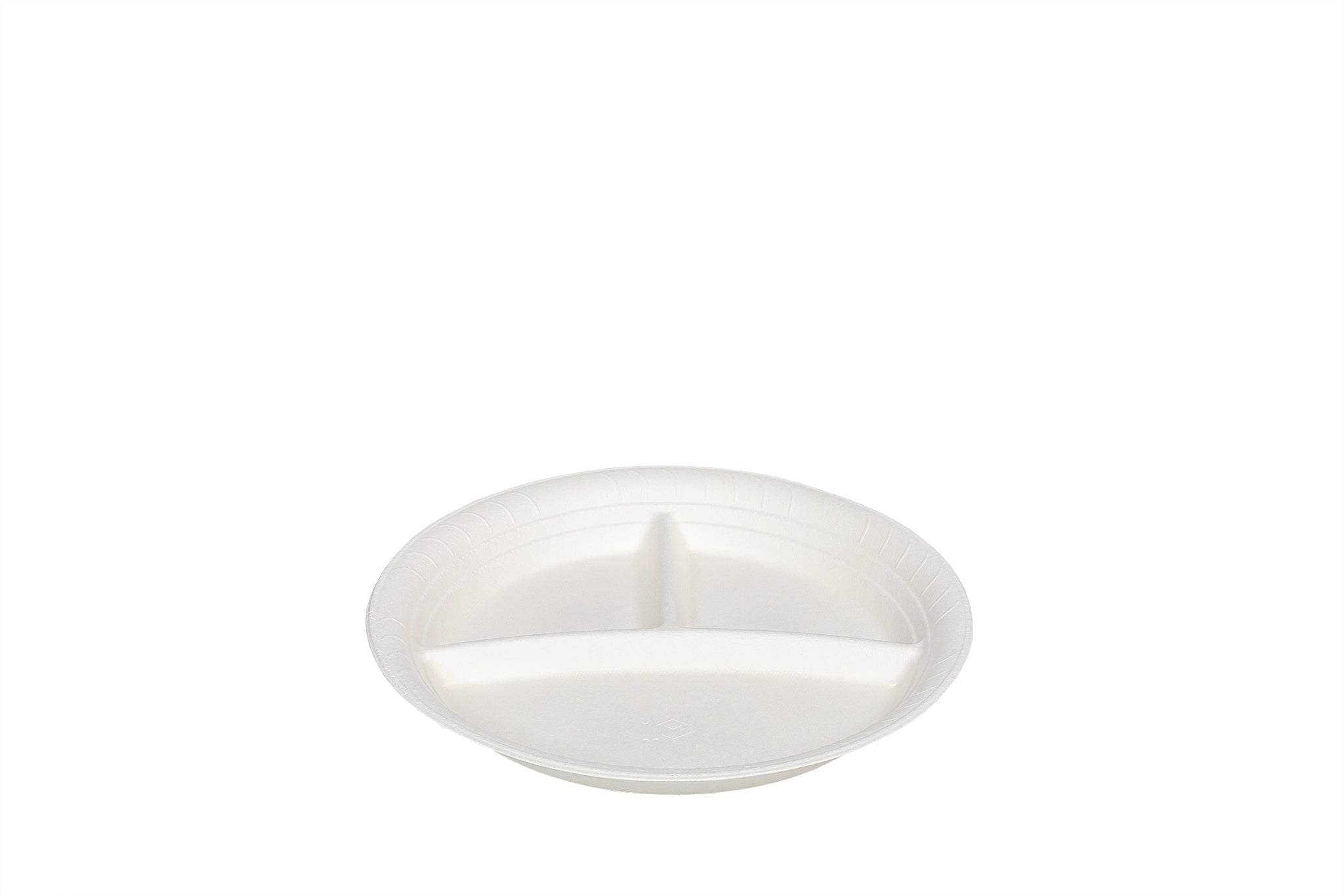 Bio Teller, aus Zuckerrohr Bagasse, 3-geteilt, weiß, Tiefe 2,6 cm, ⌀22,5 cm